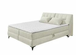 Compleet Bed|Boxsprings|Bedbox Atlantis 180x200cm - stof - ivoor met opbergruimte