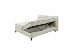 Compleet Bed|Boxsprings|Bedbox Atlantis 180x200cm - stof - ivoor met opbergruimte
