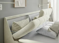 Compleet Bed|Boxsprings|Bedbox Atlantis 180x200cm - stof - ivoor met opbergruimte