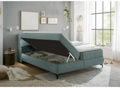 Compleet Bed|Boxsprings|Bedbox Atlantis 160x200cm - stof - munt met opbergruimte