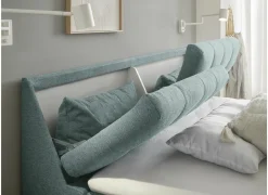 Compleet Bed|Boxsprings|Bedbox Atlantis 160x200cm - stof - munt met opbergruimte