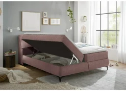 Compleet Bed|Boxsprings|Bedbox Atlantis 160x200cm - stof - flamingo met opbergruimte