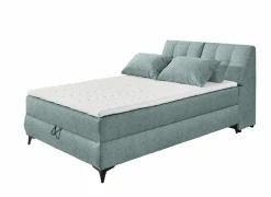 Compleet Bed|Boxsprings|Bedbox Atlantis 140x200cm - stof - munt met opbergruimte
