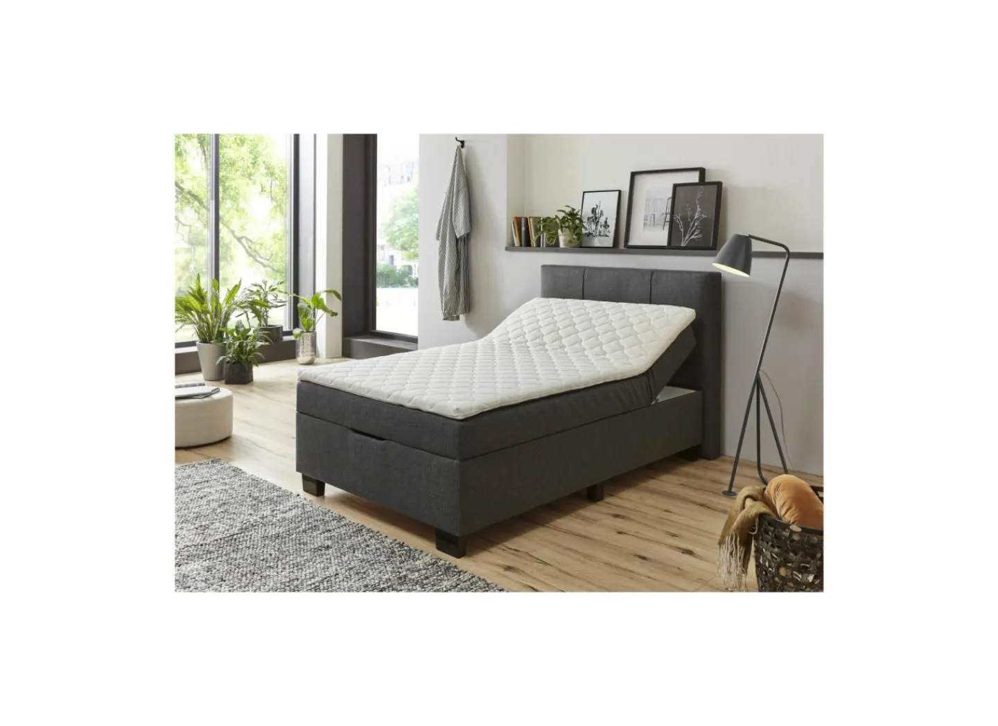 Bedbox BX1620 120x200cm - stof - antraciet met opbergruimte- Compleet Bed|Boxsprings