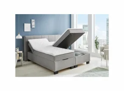 Compleet Bed|Boxsprings|Bedbox BX1620  180x200cm - stof - lichtgrijs met opbergruimte