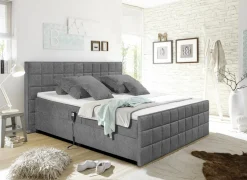 Boxsprings|Bedbox Gabun 180x200cm - stof - donkergrijs elektrisch