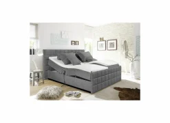 Boxsprings|Bedbox Gabun 180x200cm - stof - donkergrijs elektrisch
