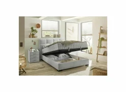 Compleet Bed|Boxsprings|Bedbox Nagol A 120x200cm  - stof - zilver met opbergruimte