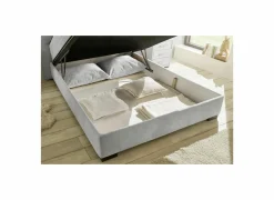 Compleet Bed|Boxsprings|Bedbox Nagol A 120x200cm  - stof - zilver met opbergruimte
