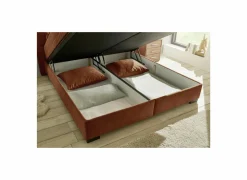 Bedbox Nagol A 180x200cm - stof - cognac met opbergruimte- Compleet Bed|Tweepersoonsbedden