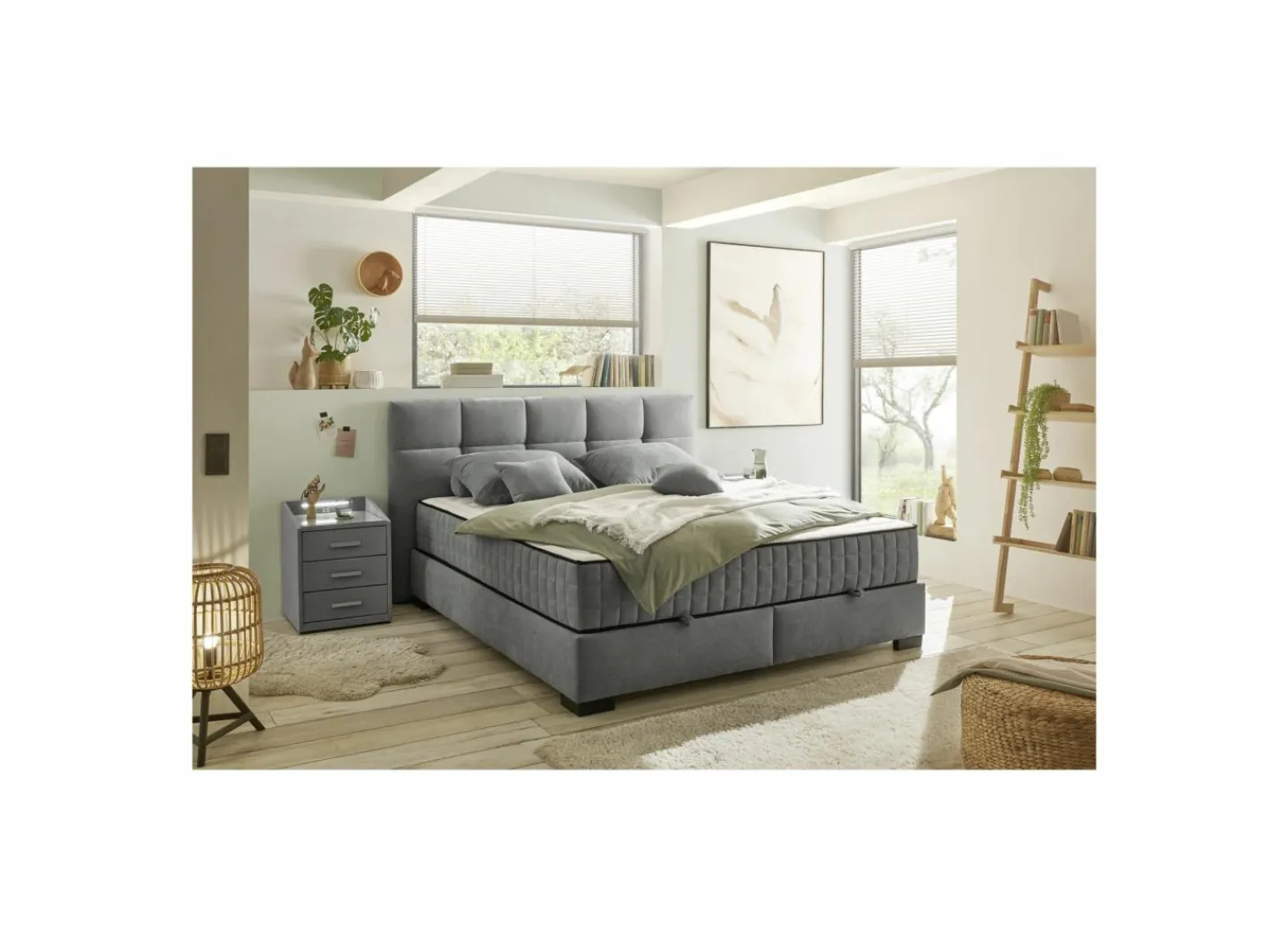 Bedbox Nagol A 180x200cm - stof - antraciet met opbergruimte- Compleet Bed|Tweepersoonsbedden