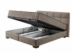 Compleet Bed|Tweepersoonsbedden|Bedbox Nagol A 160x200cm - stof - stone met opbergruimte