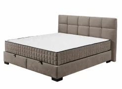 Compleet Bed|Tweepersoonsbedden|Bedbox Nagol A 180x200cm - stof - stone met opbergruimte