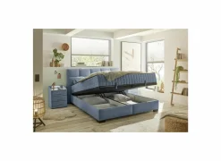 Compleet Bed|Tweepersoonsbedden|Bedbox Nagol A 180x200cm - stof - blauw met opbergruimte