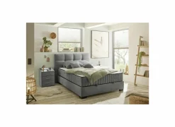 Compleet Bed|Tweepersoonsbedden|Bedbox Nagol A 140x200cm - stof - antraciet met opbergruimte