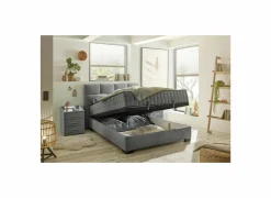 Compleet Bed|Tweepersoonsbedden|Bedbox Nagol A 140x200cm - stof - antraciet met opbergruimte