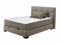 Compleet Bed|Boxsprings|Bedbox Nagol A 120x200cm - stof - stone met opbergruimte