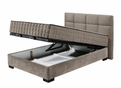 Compleet Bed|Boxsprings|Bedbox Nagol A 120x200cm - stof - stone met opbergruimte