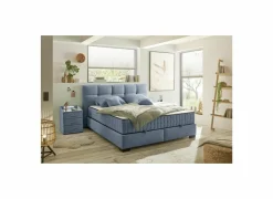 Compleet Bed|Tweepersoonsbedden|Bedbox Nagol A 160x200cm - stof - blauw met opbergruimte