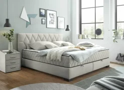 Boxsprings|Bedbox Nagol B  180x200cm - stof - zand met opbergruimte