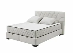 Compleet Bed|Tweepersoonsbedden|Bedbox Nagol B 160x200cm - stof - zand met opbergruimte