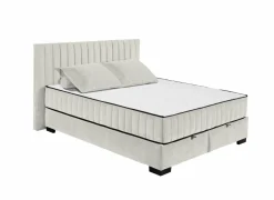 Boxsprings|Bedbox Nagol C 160x200cm - stof - sand met opbergruimte