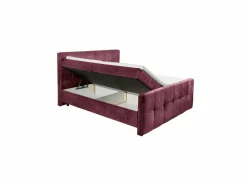 Compleet Bed|Boxsprings|Bedbox Valetta 6 160x200cm - stof - bordeaux met opbergruimte