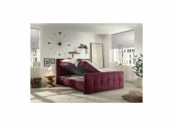 Compleet Bed|Boxsprings|Bedbox Valetta 6 160x200cm - stof - bordeaux met opbergruimte
