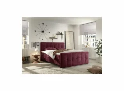 Compleet Bed|Boxsprings|Bedbox Valetta 6 160x200cm - stof - bordeaux met opbergruimte