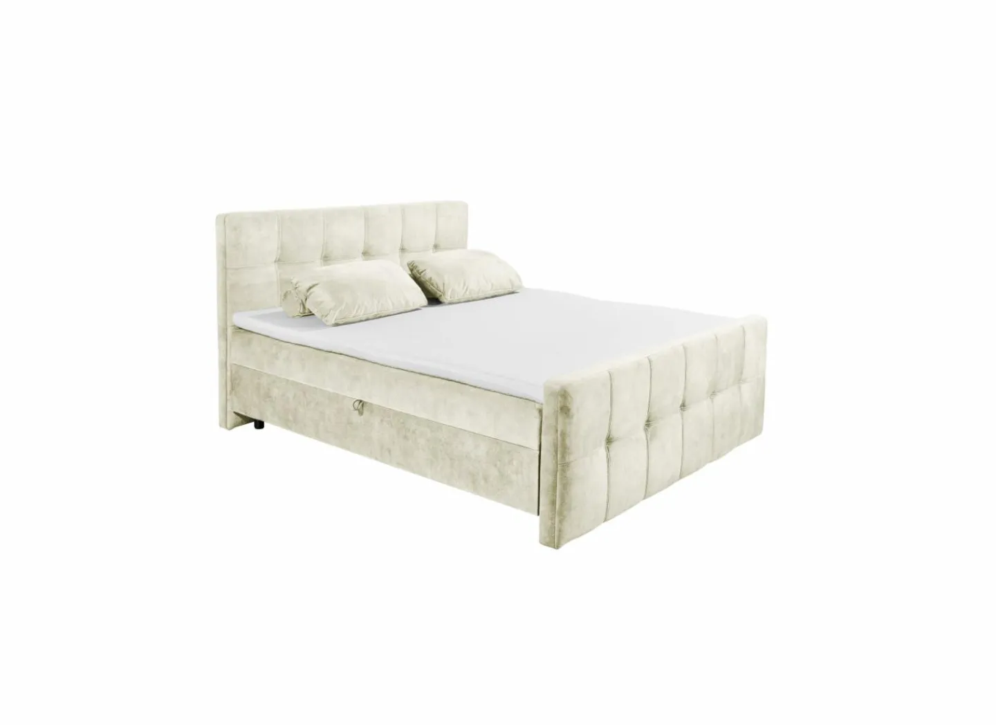 Bedbox Valetta 160x200cm - stof - crème met opbergruimte- Compleet Bed|Boxsprings