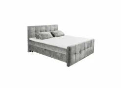 Compleet Bed|Boxsprings|Bedbox Valetta 160x200cm - stof - grijs met opbergruimte