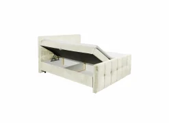 Compleet Bed|Boxsprings|Bedbox Valetta 180x200cm - stof - crème met opbergruimte