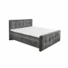 Compleet Bed|Boxsprings|Bedbox Valetta 180x200cm - stof - antraciet met opbergruimte