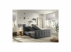 Compleet Bed|Boxsprings|Bedbox Valetta 180x200cm - stof - antraciet met opbergruimte