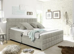 Boxsprings|Bedbox 180x200cm - stof - sand elektrisch