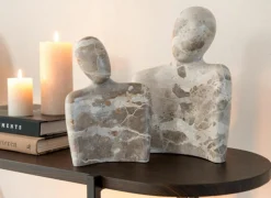 Decoratieve Accessoires|Beeld Koppel Knuffelen H26cm - marmer - beige