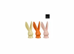 Beeldje Konijn H19cm - dolomiet - geel/oranje/roze- Decoratieve Accessoires