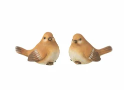 Beeldje Vogel H10cm - porselein - bruin- Decoratieve Accessoires