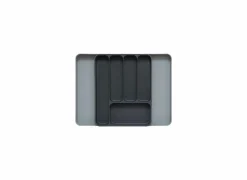 Bestekbak XL uitschuifbaar 39,5x31cm - kunststof - grijs- Bestekbakken