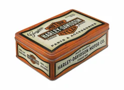 Bewaardoos Harley Davidson 24x16x6cm - metaal - oranje & wit- Opbergboxen|Bewaardozen