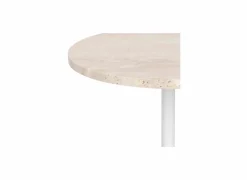 Bijzettafel Celen Ø40cm - travertijn & staal - wit & beige- Bijzettafels