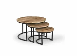 Bijzettafel Celeste Ø70cm - mango massief - naturel - set van 3- Bijzettafels