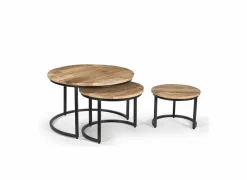 Bijzettafel Celeste Ø70cm - mango massief - naturel - set van 3- Bijzettafels