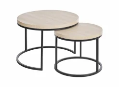 Bijzettafel Ø76cm - melamine - urban oak & zwart- Bijzettafels
