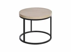 Bijzettafel Ø76cm - melamine - urban oak & zwart- Bijzettafels