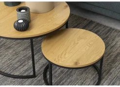 Bijzettafels|Bijzettafel Ø80cm - melamine - wild oak - set van 2