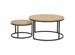 Bijzettafels|Bijzettafel Ø80cm - melamine - wild oak - set van 2