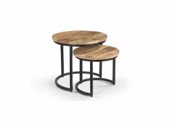 Bijzettafel Ines Ø50cm - mango massief - naturel - set van 2- Bijzettafels