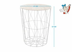 Bijzettafel Kumi Ø47cm - metaal - zwart & naturel- Bijzettafels|Salontafels