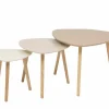 Bijzettafel Mileo hevea & MDF - beige & naturel set van 3- Bijzettafels